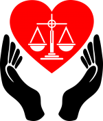 A red heart with a white scale in the middle of it.